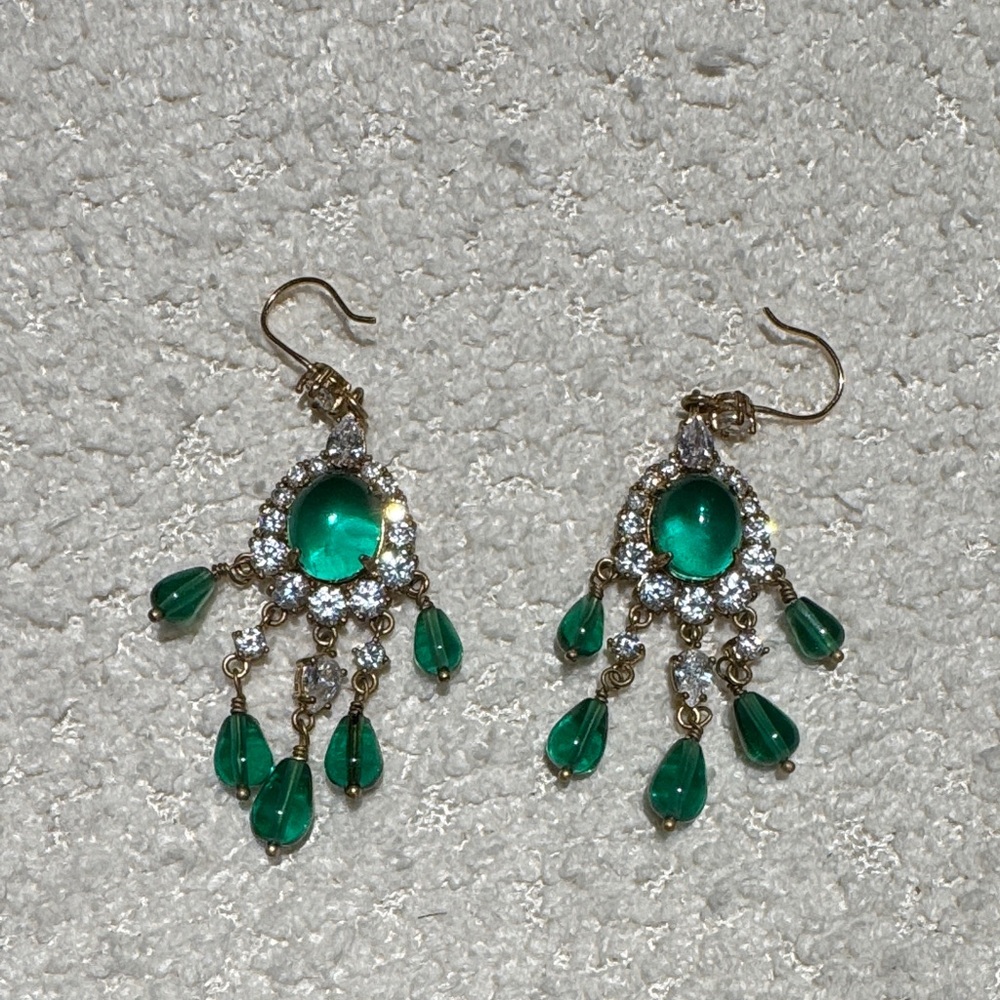 Juicy Couture Green Gold Chandelier Earrings